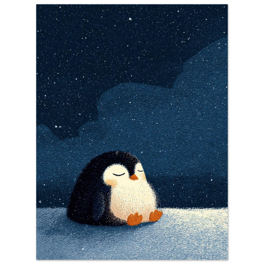 Affiche enfant - Pingouin sous les étoiles - Heure d'été