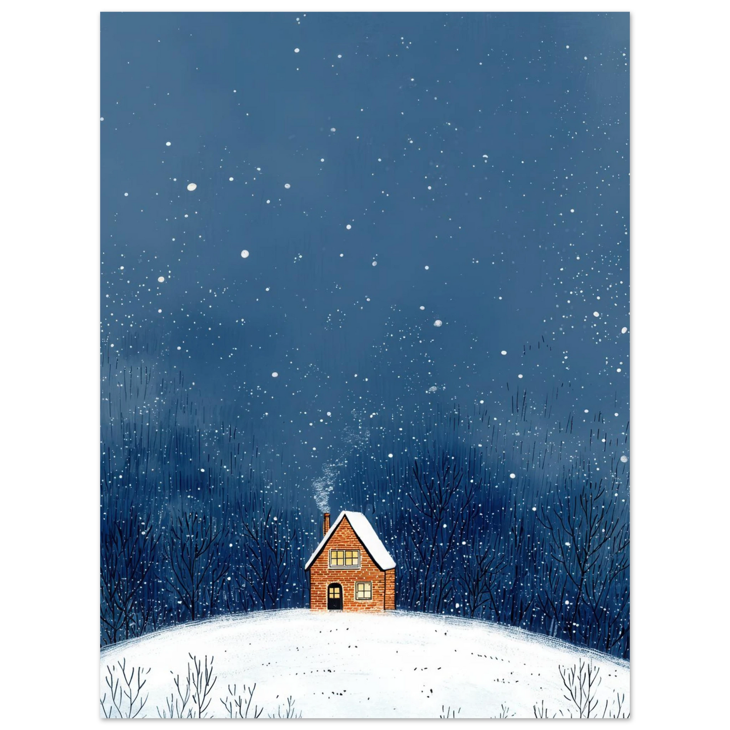 Affiche enfant - La maison sous la neige - Heure d'été