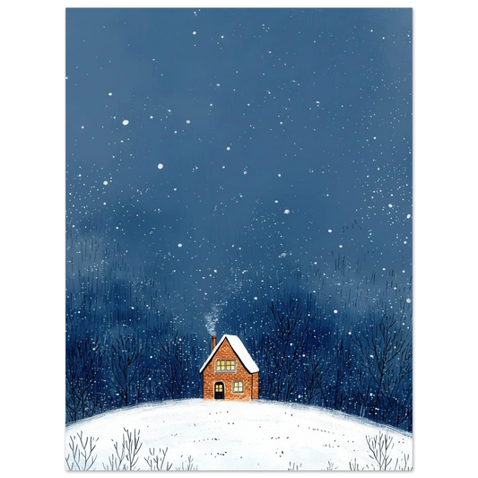 Affiche enfant - La maison sous la neige - Heure d'été