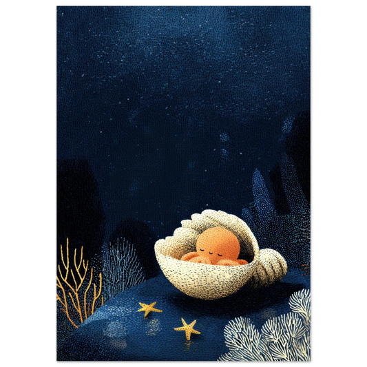 Affiche enfant - Poulpito le petit poulpe - Heure d'été