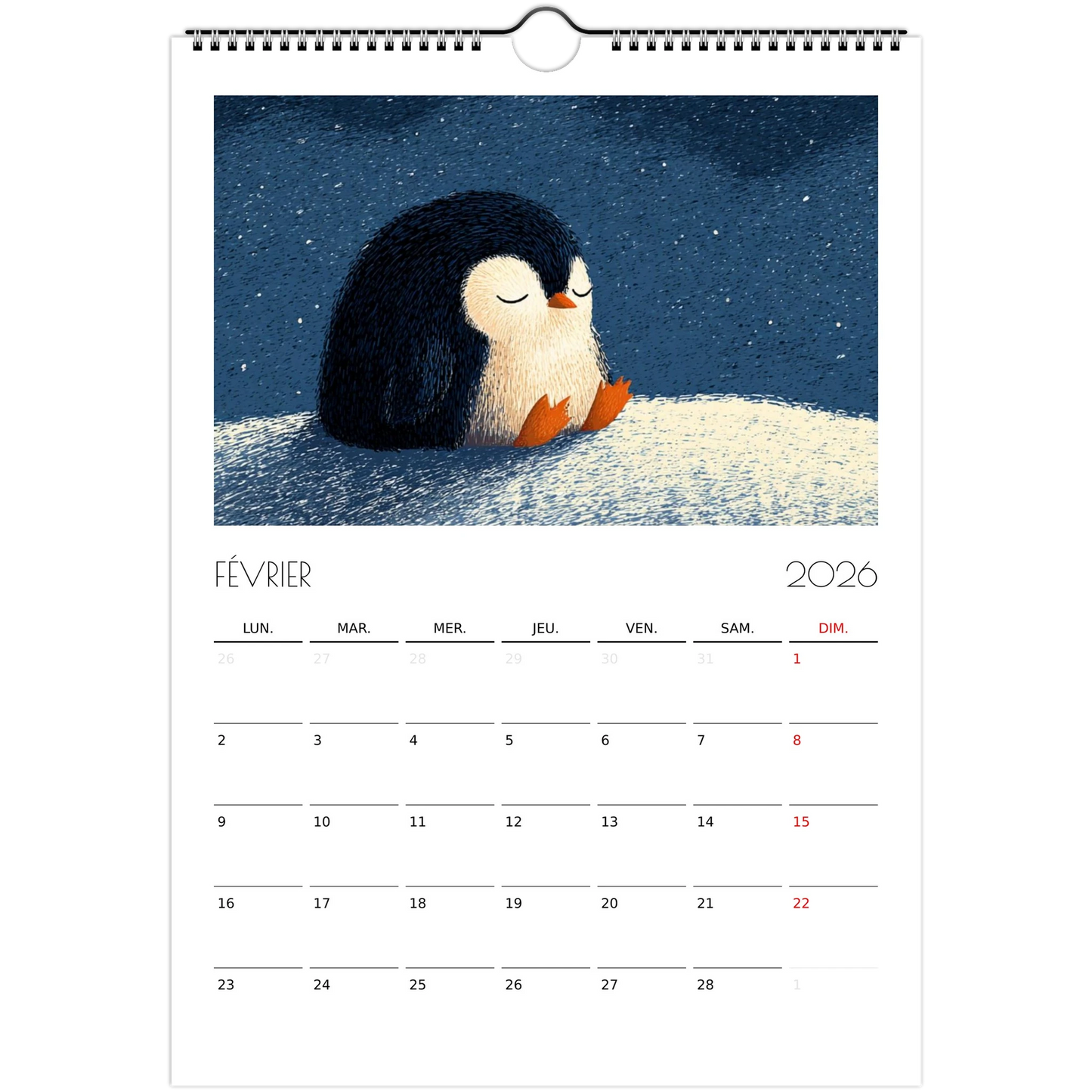 Calendrier pour enfants - Les animaux endormis - Heure d'été