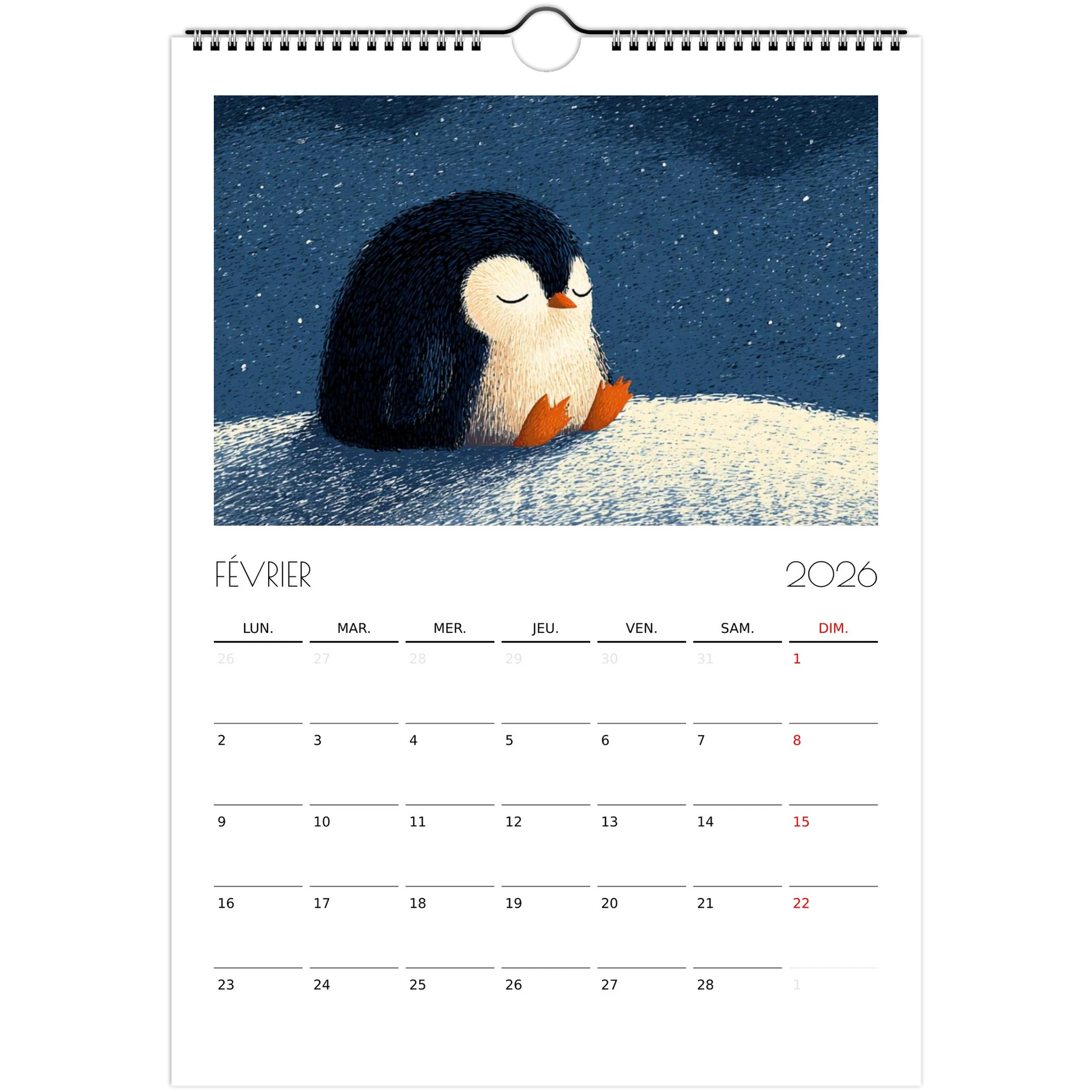 Calendrier pour enfants - Les animaux endormis - Heure d'été