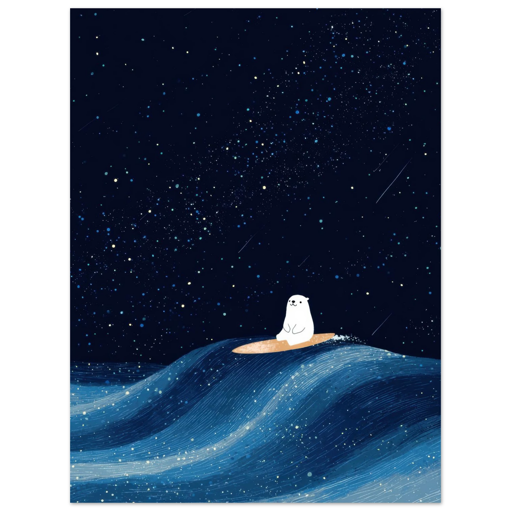 Affiche enfant Stary Night Bear - Heure d'été