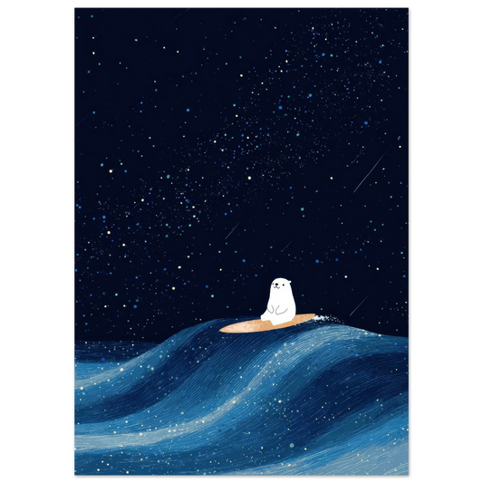 Affiche enfant Stary Night Bear - Heure d'été