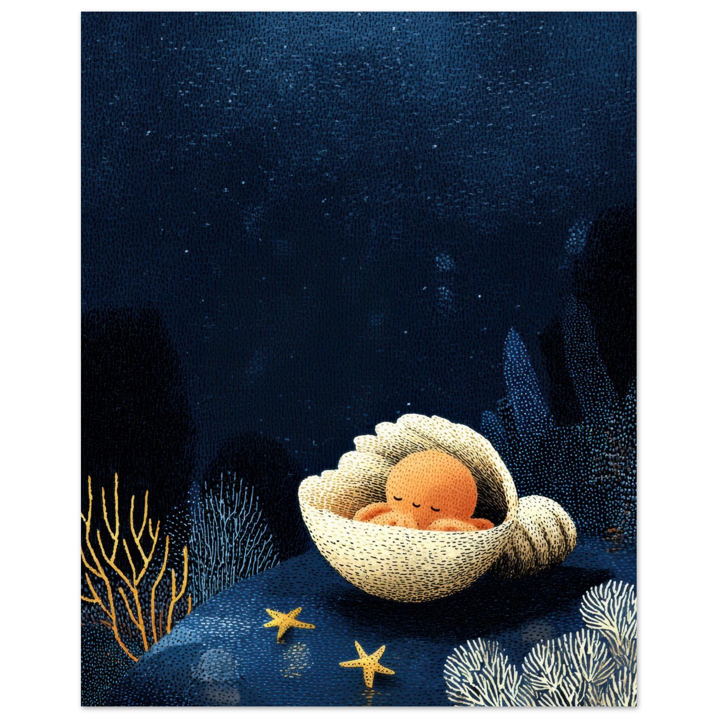 Affiche enfant - Poulpito le petit poulpe - Heure d'été