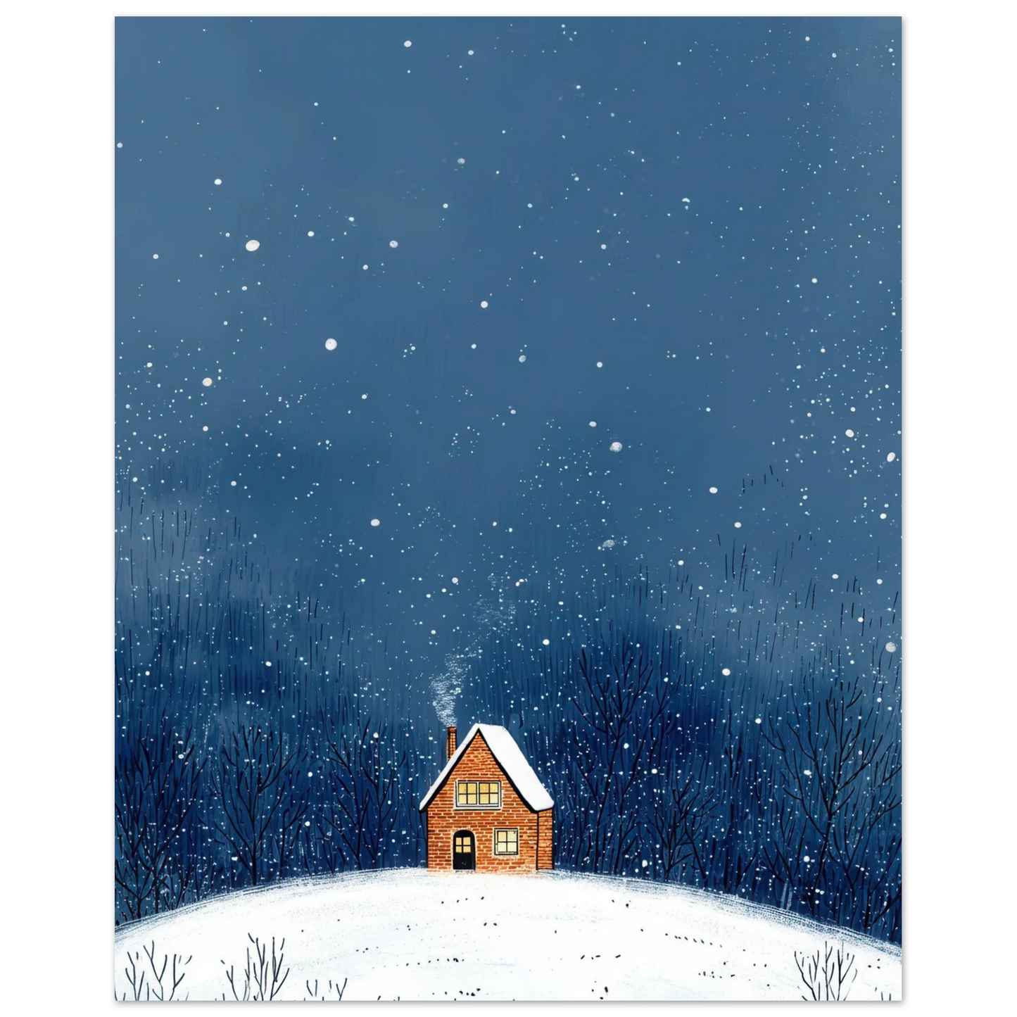 Affiche enfant - La maison sous la neige - Heure d'été