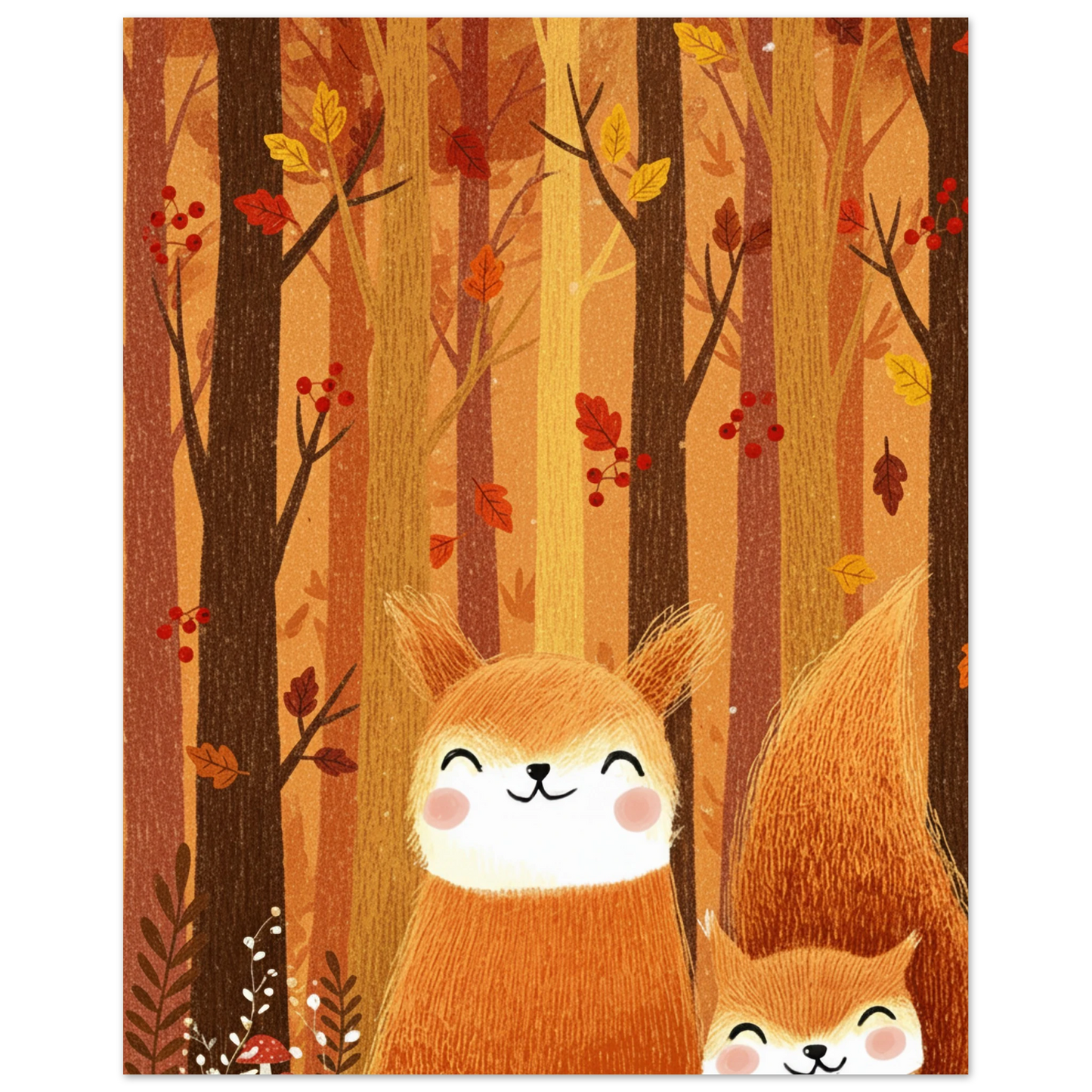 Affiche enfants - L'automne des écureuils - Heure d'été
