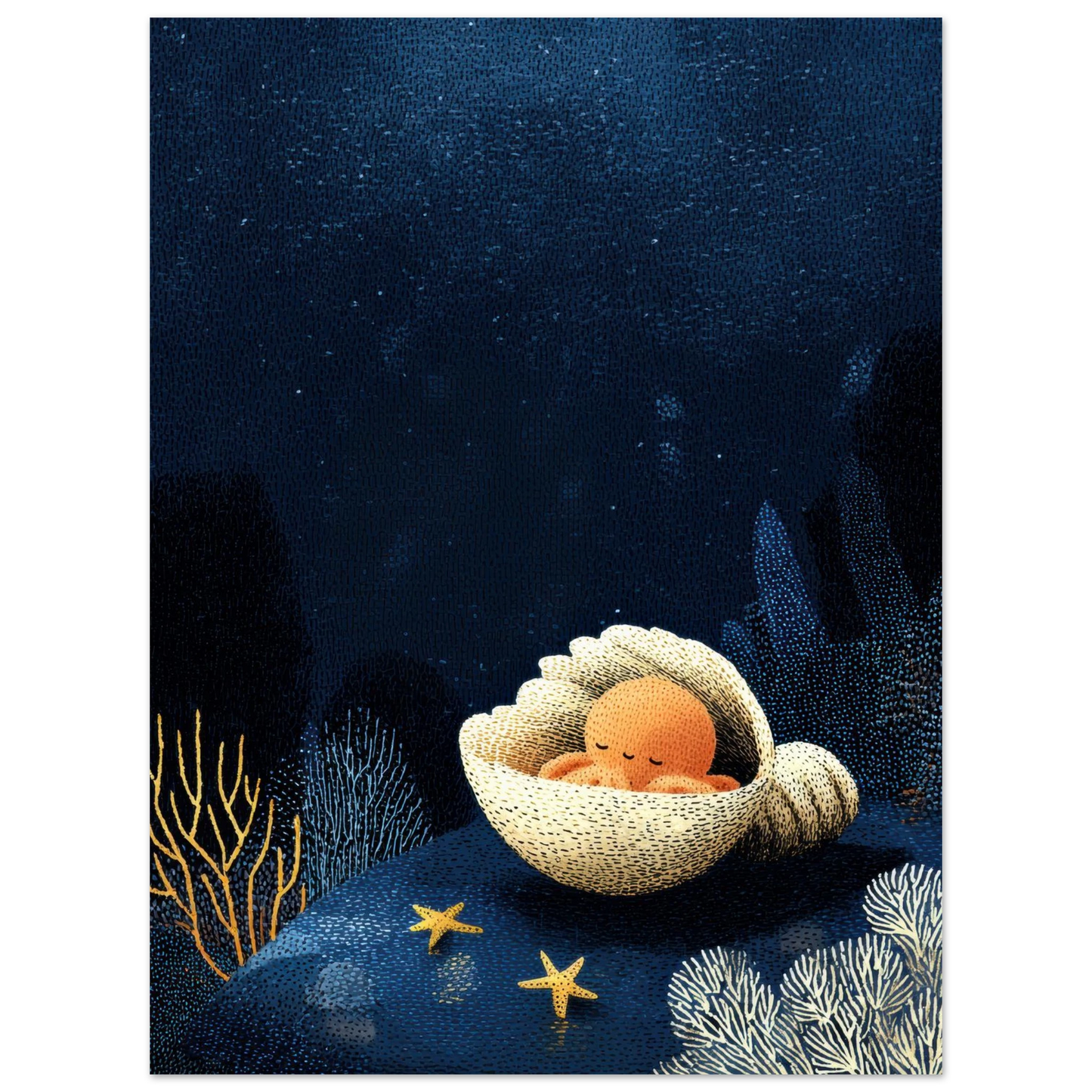 Affiche enfant - Poulpito le petit poulpe - Heure d'été