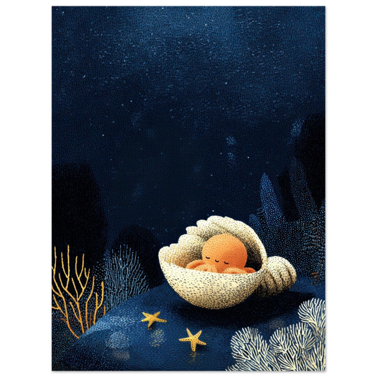 Affiche enfant - Poulpito le petit poulpe - Heure d'été