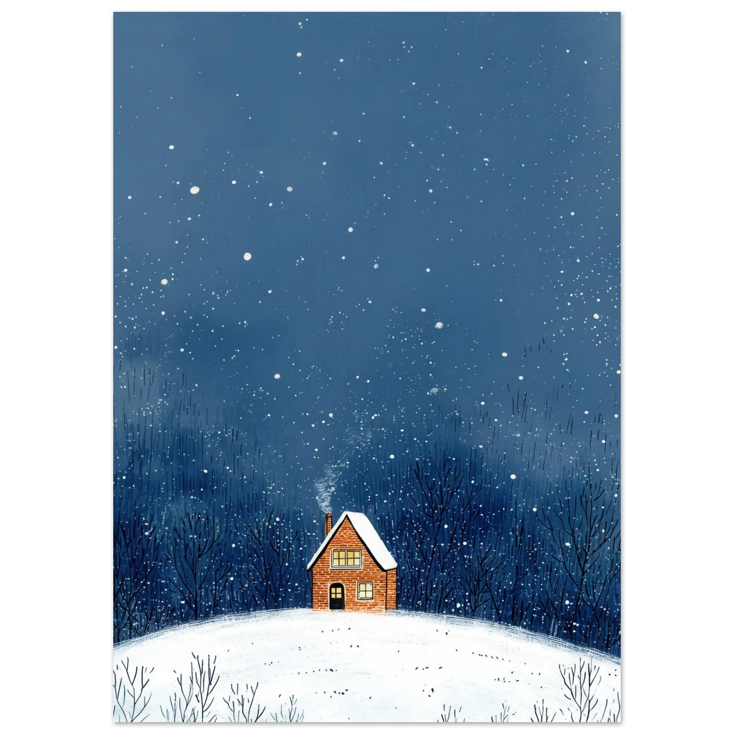 Affiche enfant - La maison sous la neige - Heure d'été