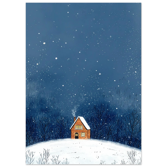 Affiche enfant - La maison sous la neige - Heure d'été
