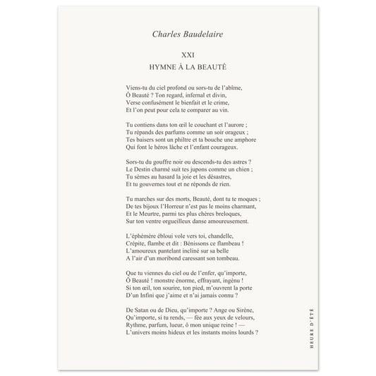 Hymne à la beauté - Charles Baudelaire - Heure d'été