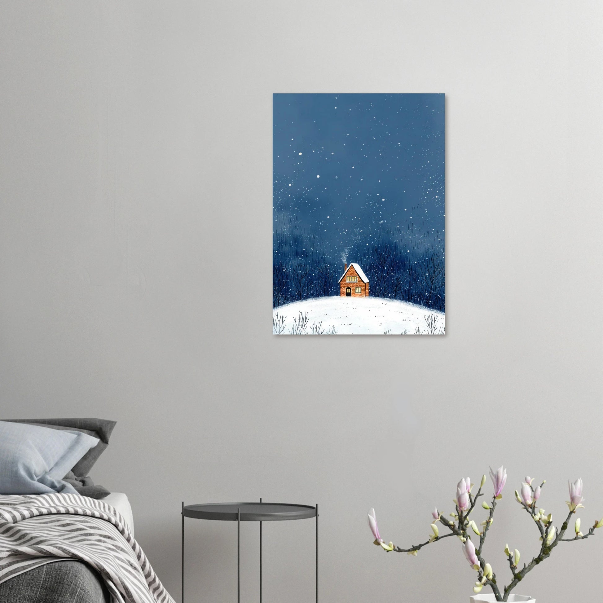 Affiche enfant - La maison sous la neige - Heure d'été