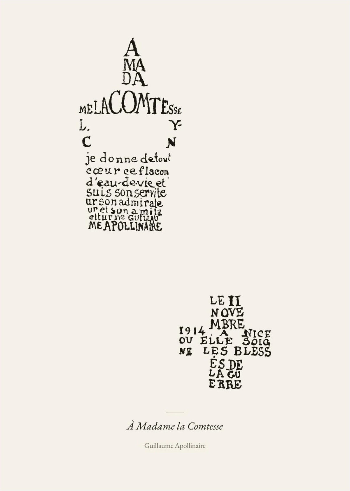 À Madame la Comtesse - Apollinaire - Affiche Calligramme Lou, l'affiche seule, papier épais mat éco-responsable