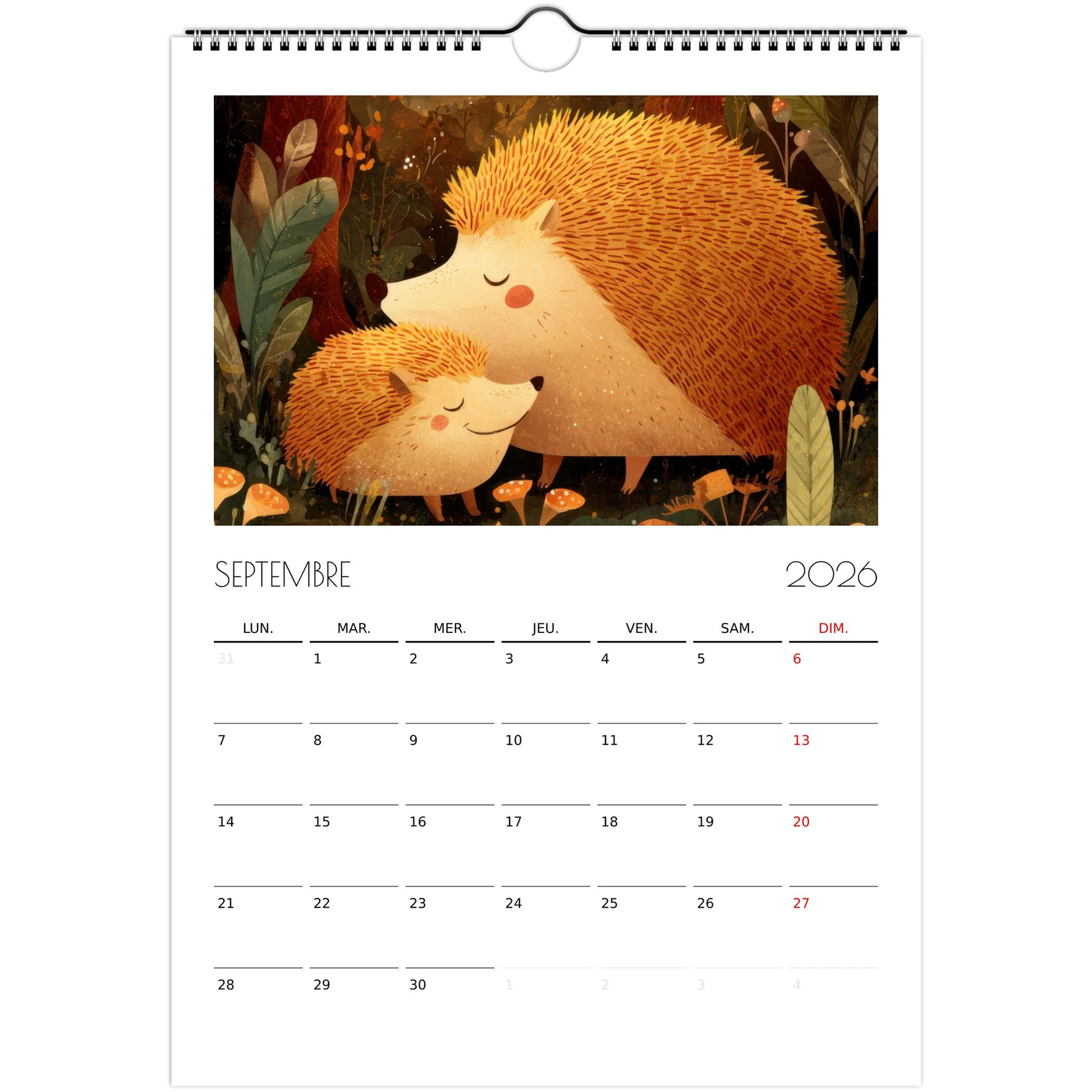 Calendrier pour enfants - Les animaux endormis - Heure d'été