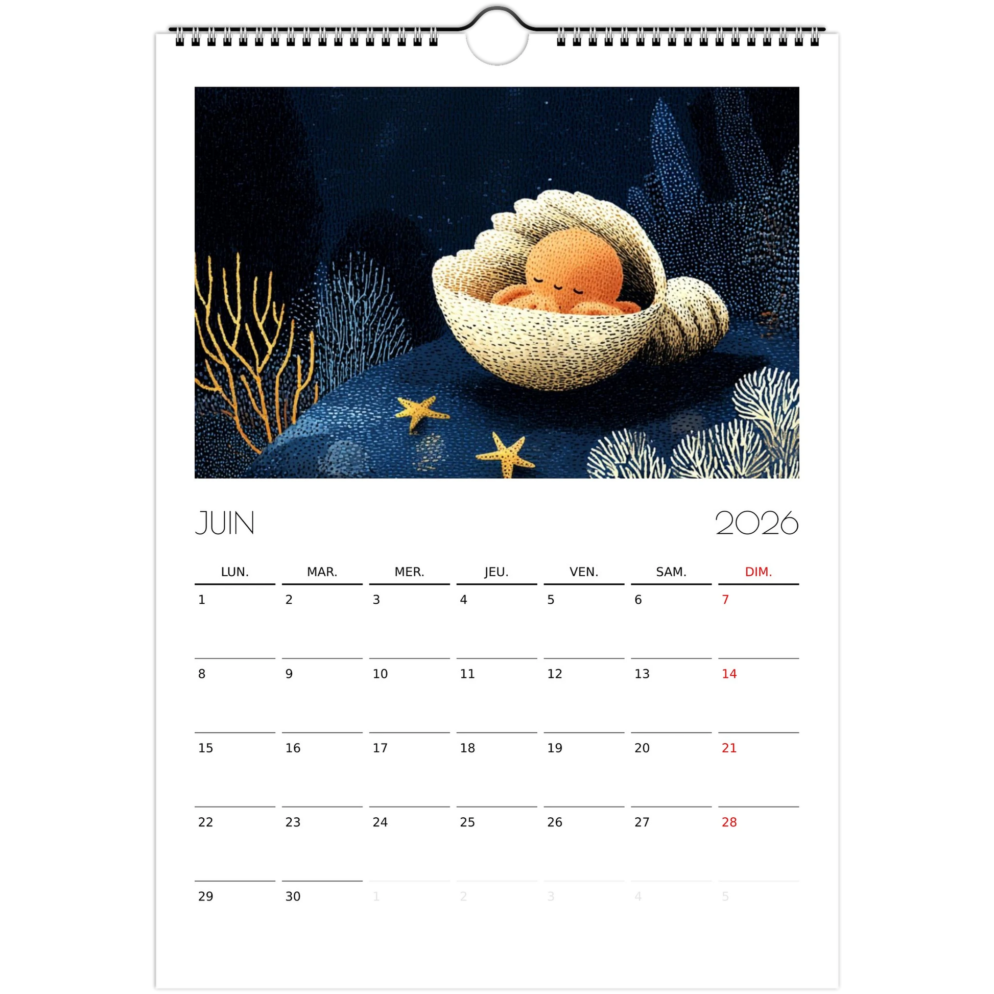 Calendrier pour enfants - Les animaux endormis - Heure d'été
