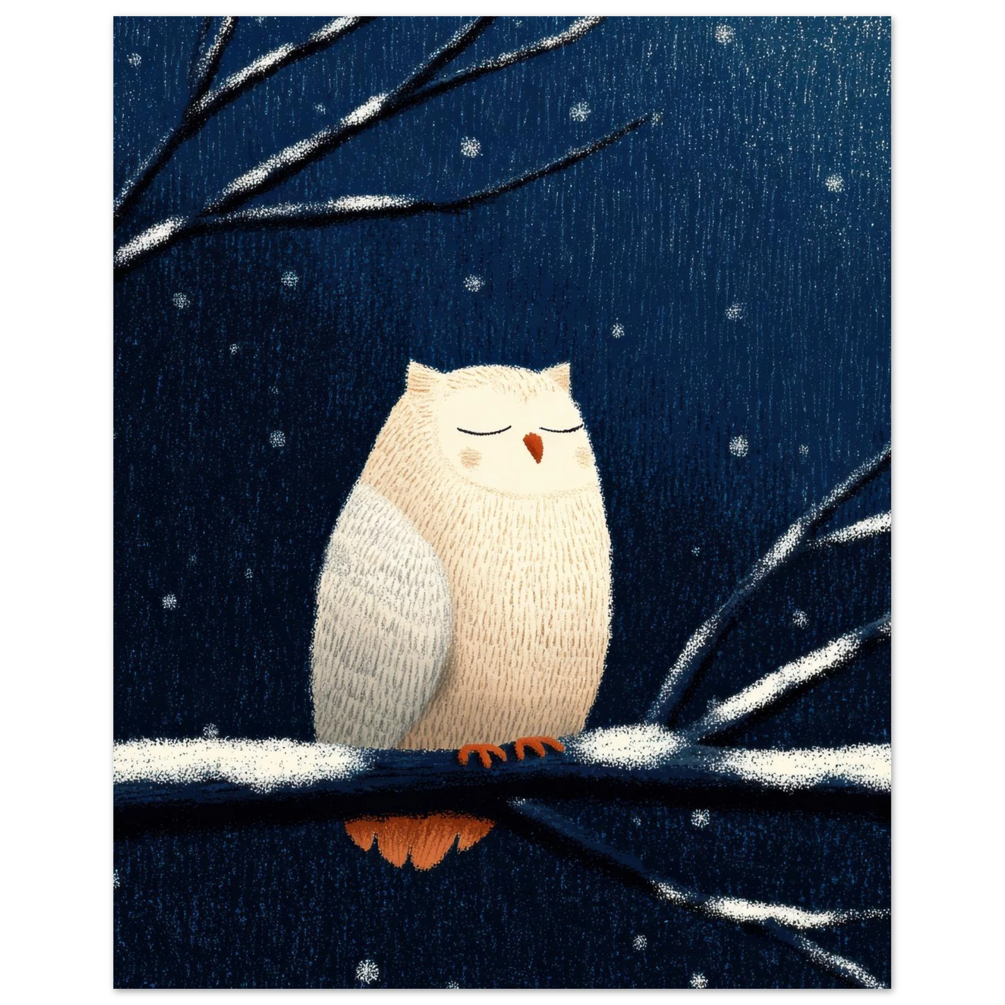 Affiche enfant - Chouette chouette sous la neige - Heure d'été