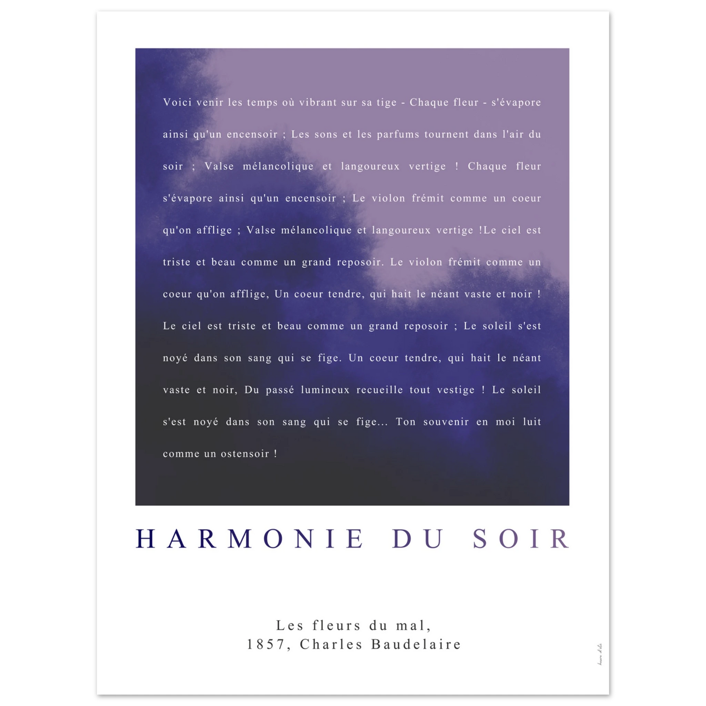 Création typographique du texte de Baudelaire, version design graphique.