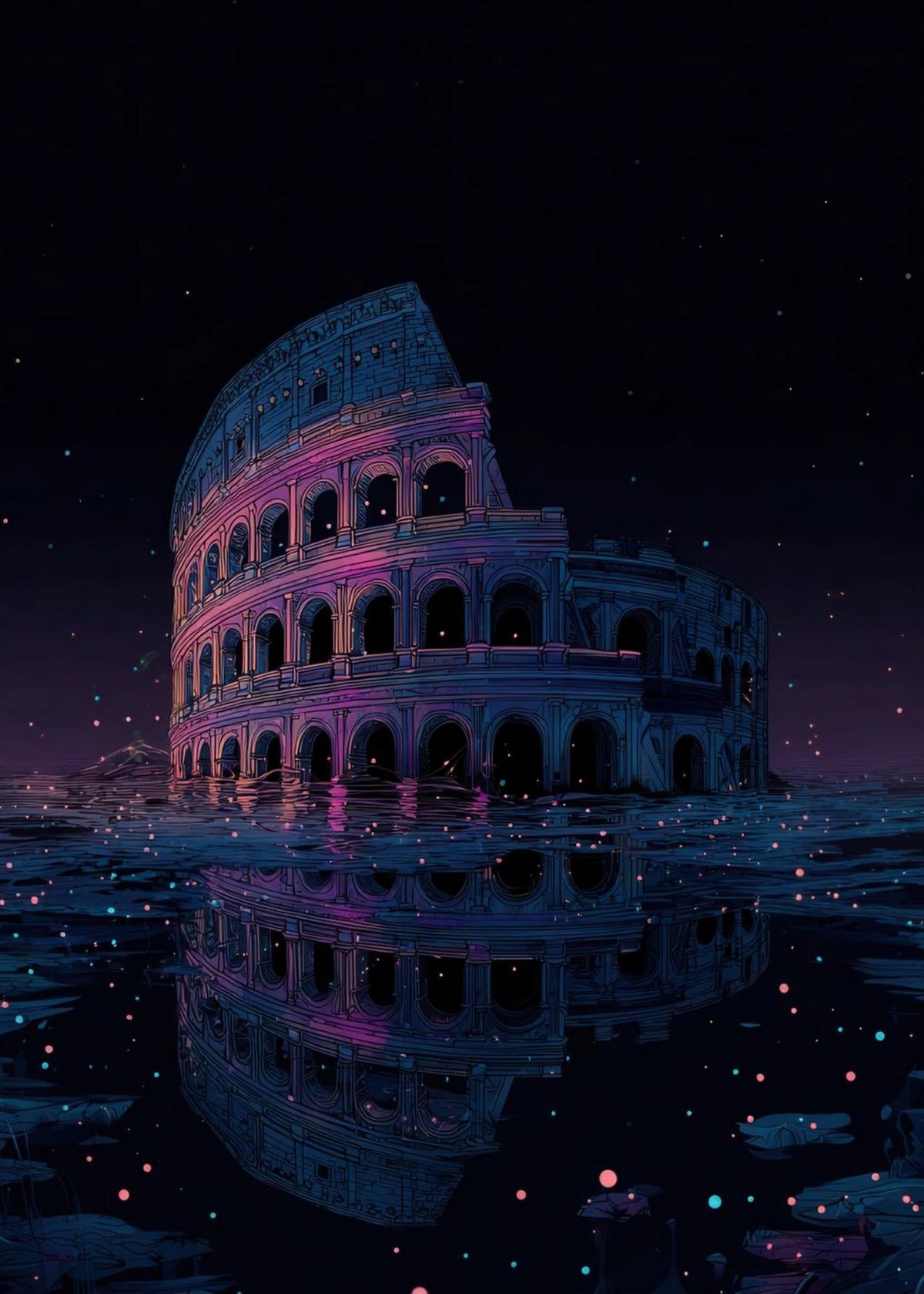 Rome Underwater | Poster Dystopique, l'affiche seule, papier épais mat éco-responsable