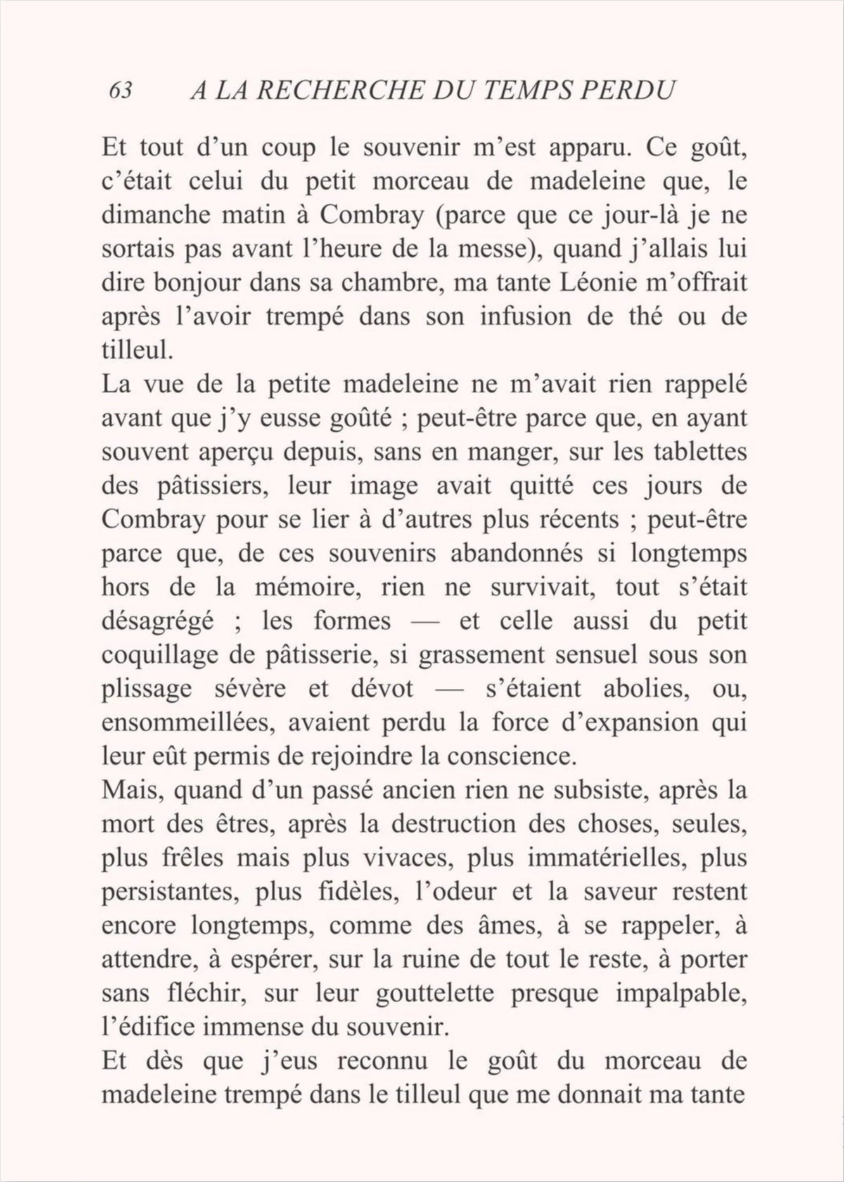 À la recherche du temps perdu - Marcel Proust, l'affiche seule, papier épais mat éco-responsable