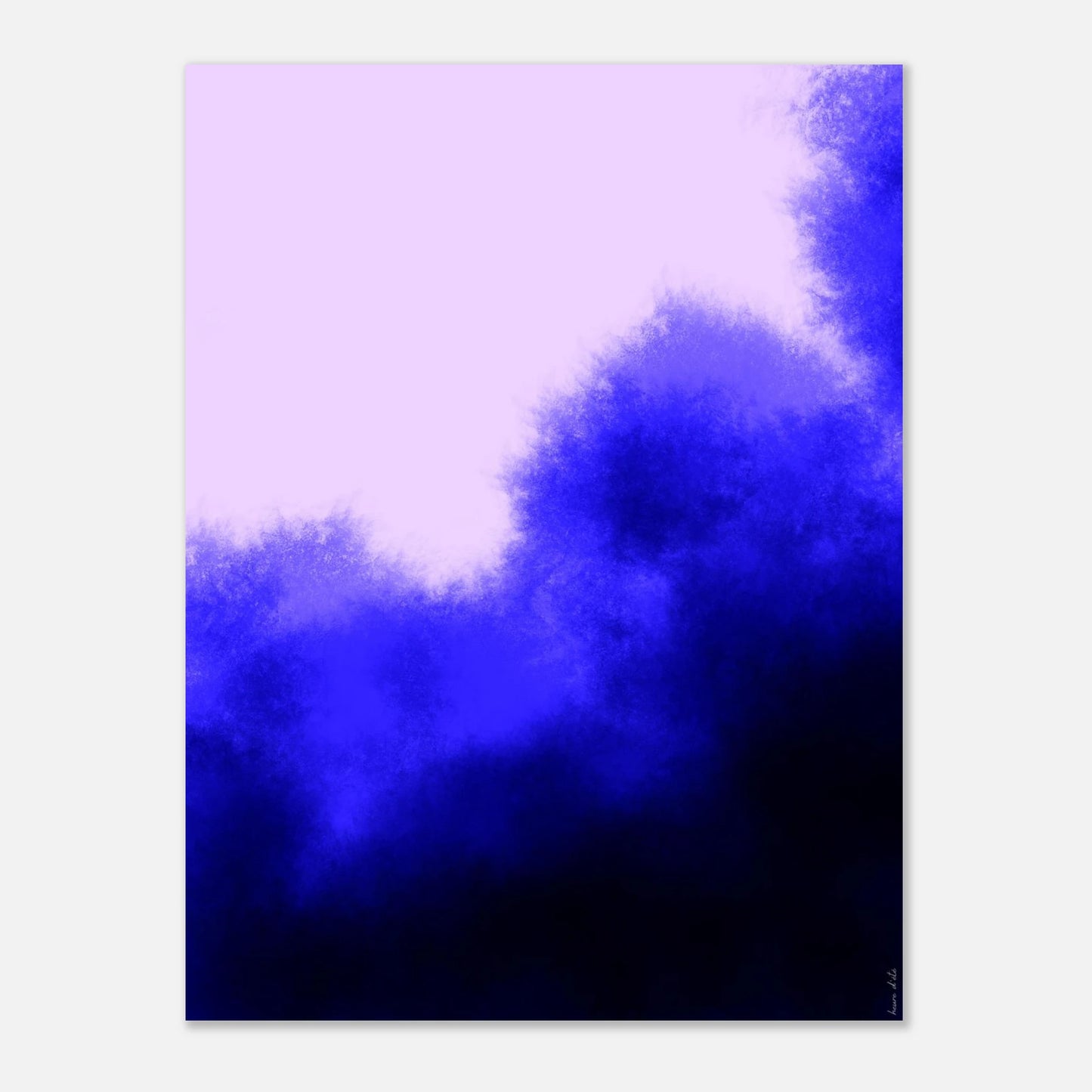 Affiche abstraite bleue, style nuage en mouvement, format 30x40