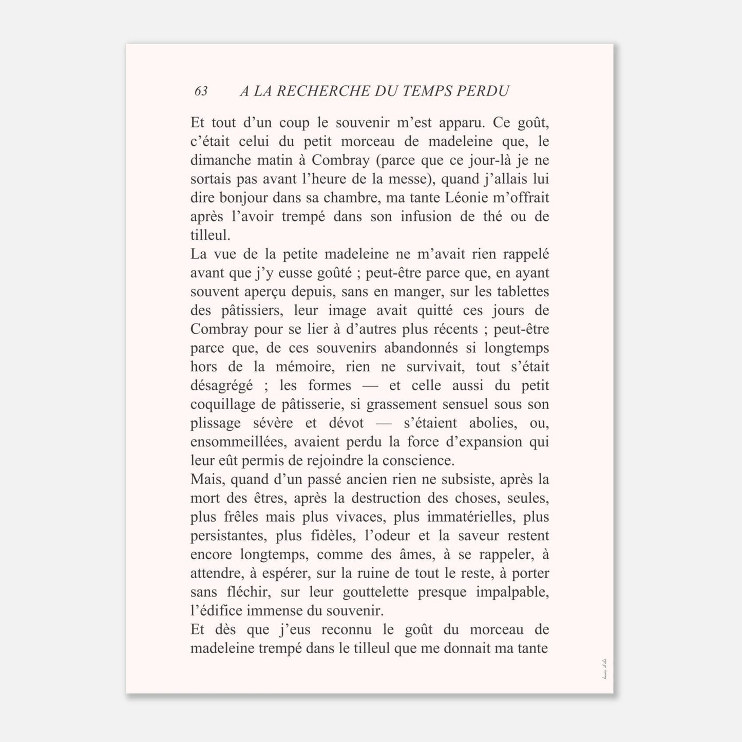 À la recherche du temps perdu - Marcel Proust, 30x40 cm - Heure d'été