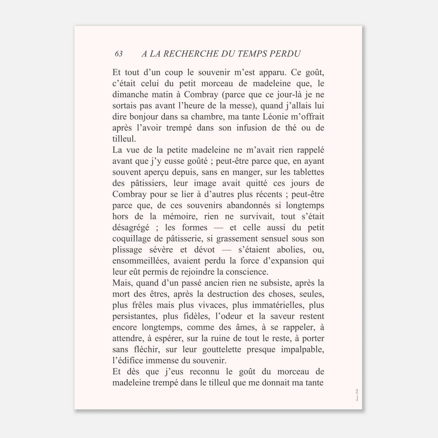 À la recherche du temps perdu - Marcel Proust, 30x40 cm - Heure d'été