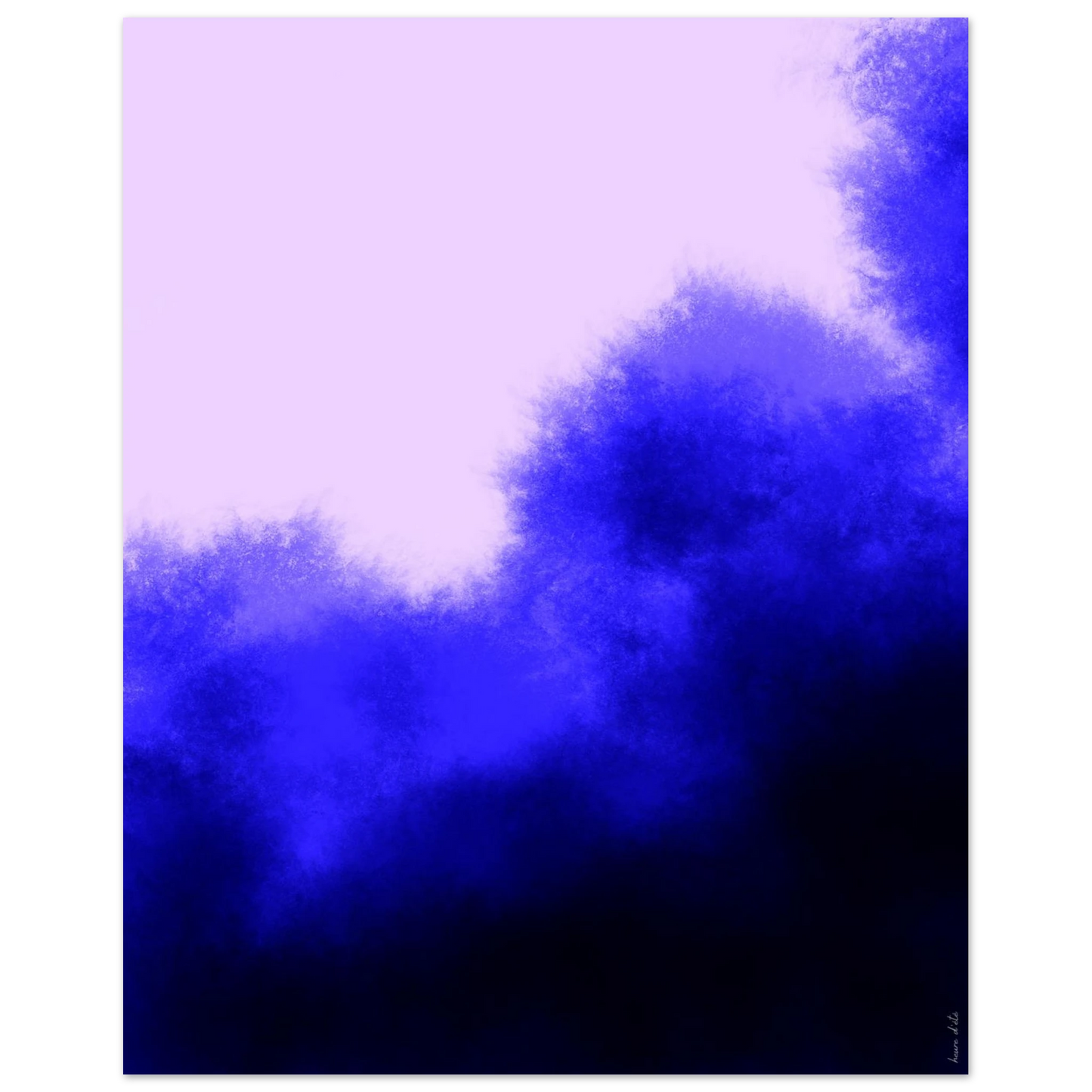 Affiche abstraite bleue, style nuage en mouvement, format 30x40