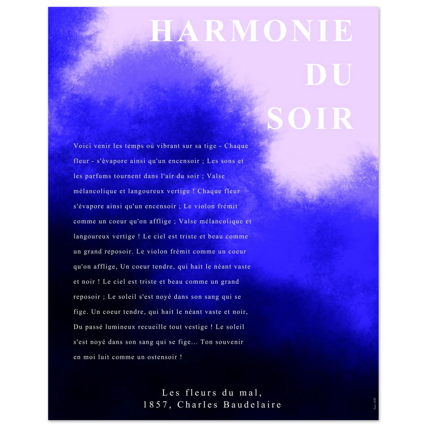 format 40x50 cm, poésie harmonie du soir imprimée