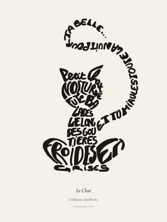 Le Chat, Guillaume Apollinaire | Affiche Poétique Premium | Heure d'Été Studio