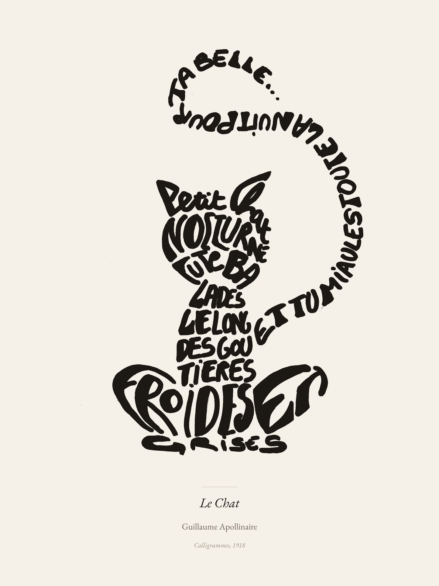 Le Chat, Guillaume Apollinaire | Affiche Poétique Premium | Heure d'Été Studio