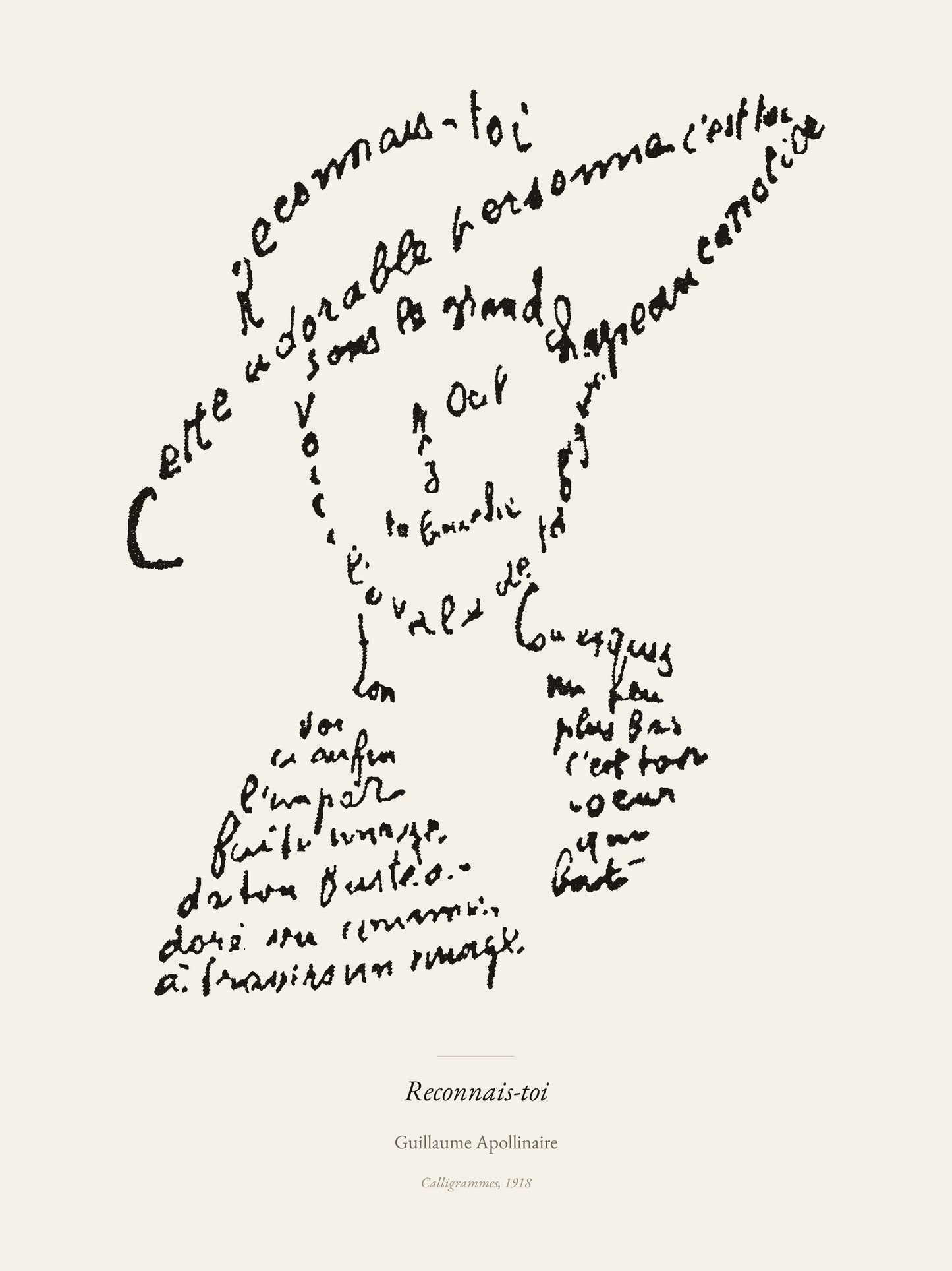 Reconnais-toi, Guillaume Apollinaire | Affiche Poétique Premium | Heure d'Été Studio