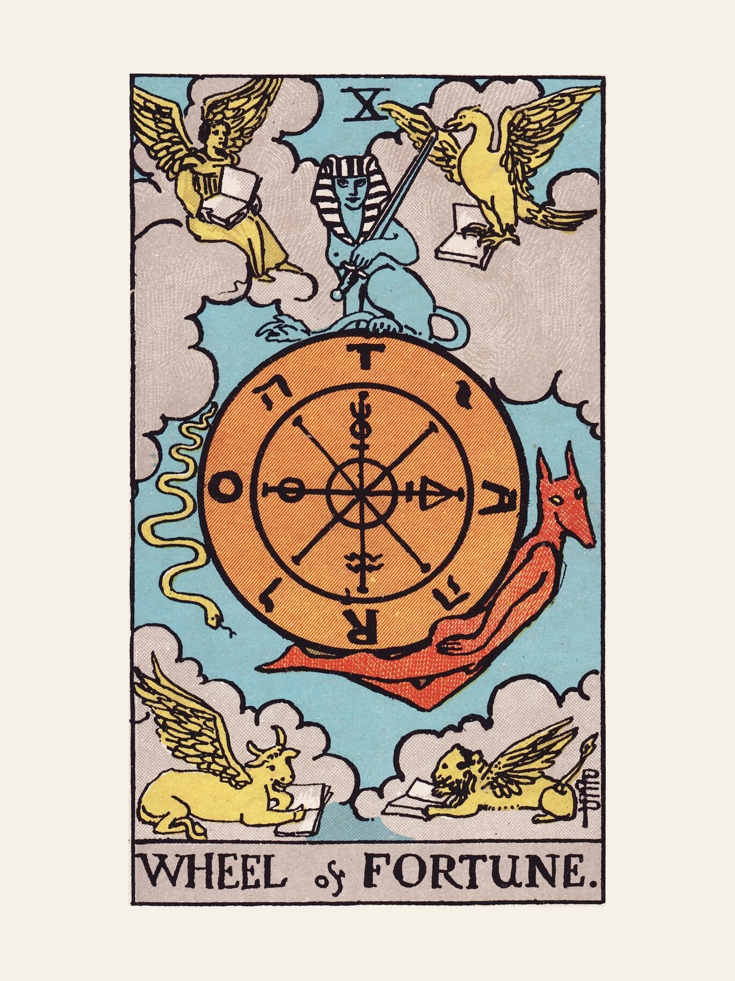 Arcane X - La Roue de Fortune (Wheel of Fortune) - Affiche Tarot Rider-Waite-Smith