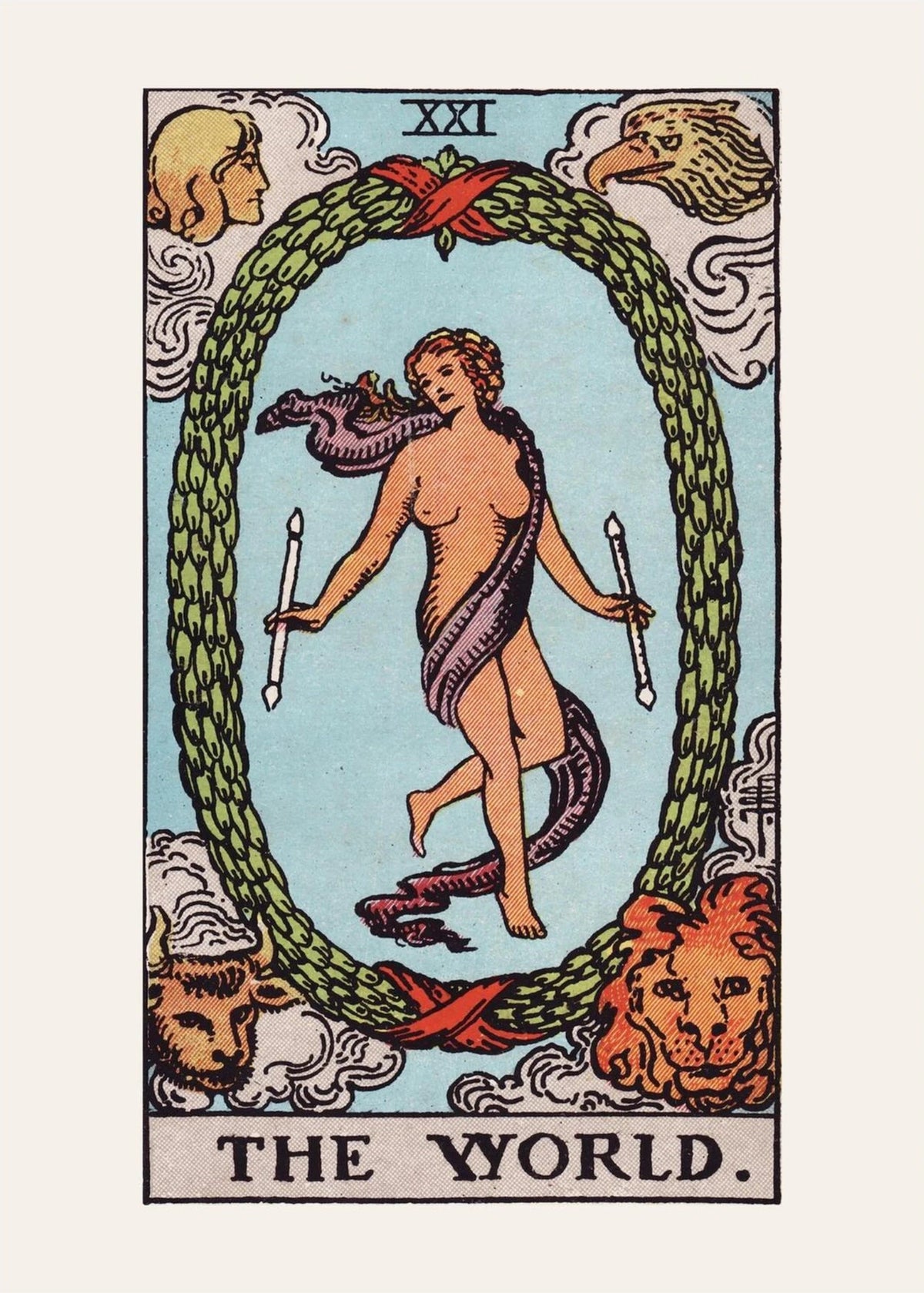 Le Monde - Arcane XXI du Tarot Rider-Waite, l'affiche seule, papier épais mat éco-responsable