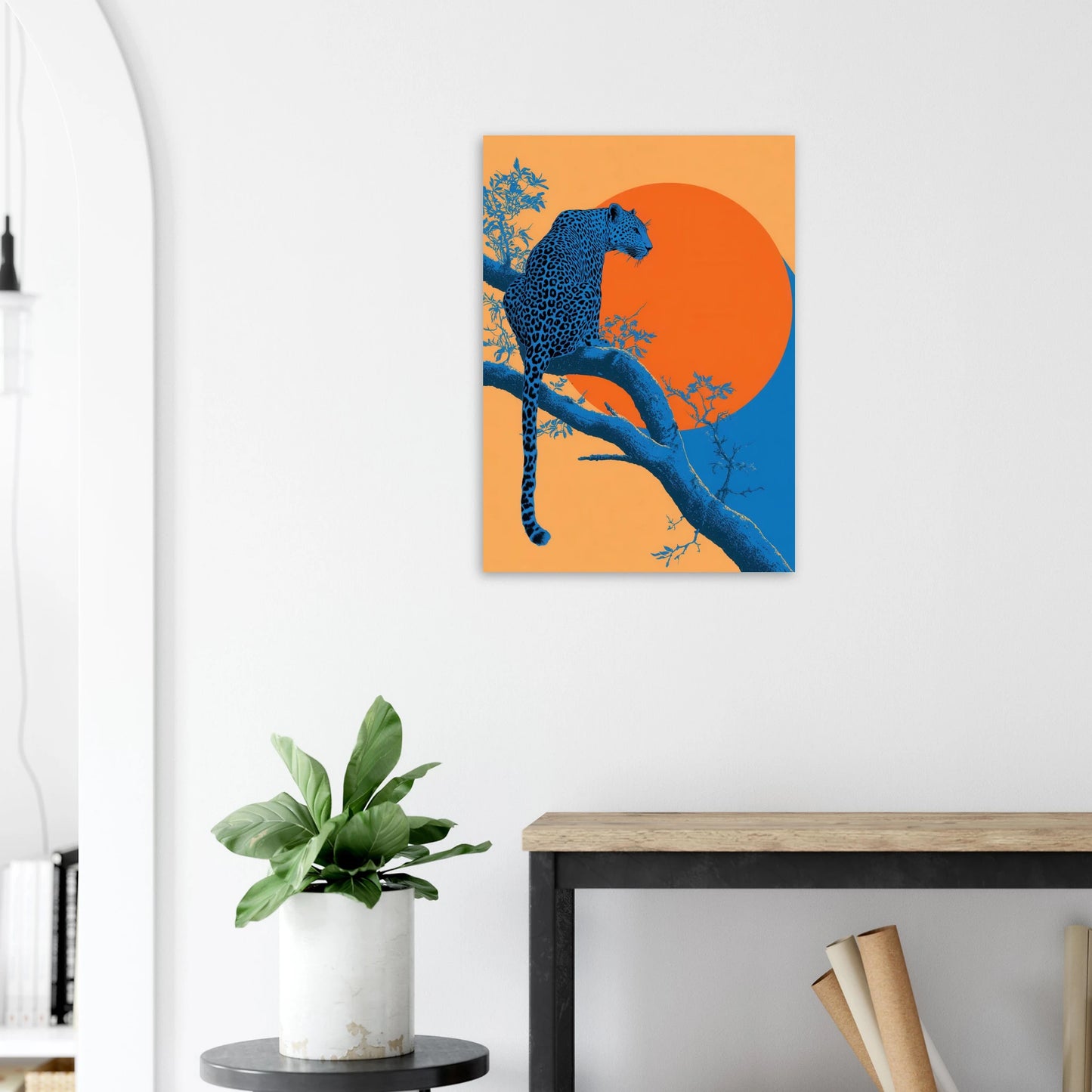 blue leopard vintage aesthetic poster