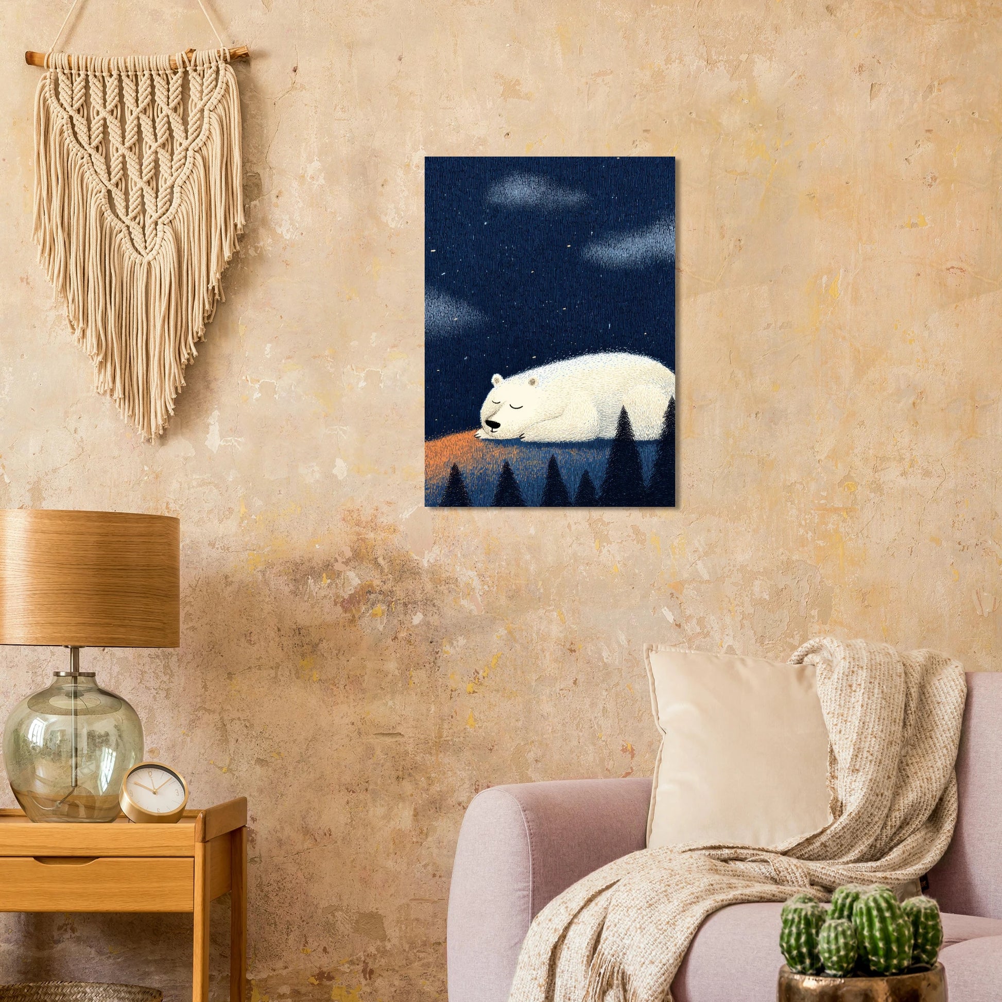 Affiche enfant - Ours polaire sous les étoiles - Heure d'été
