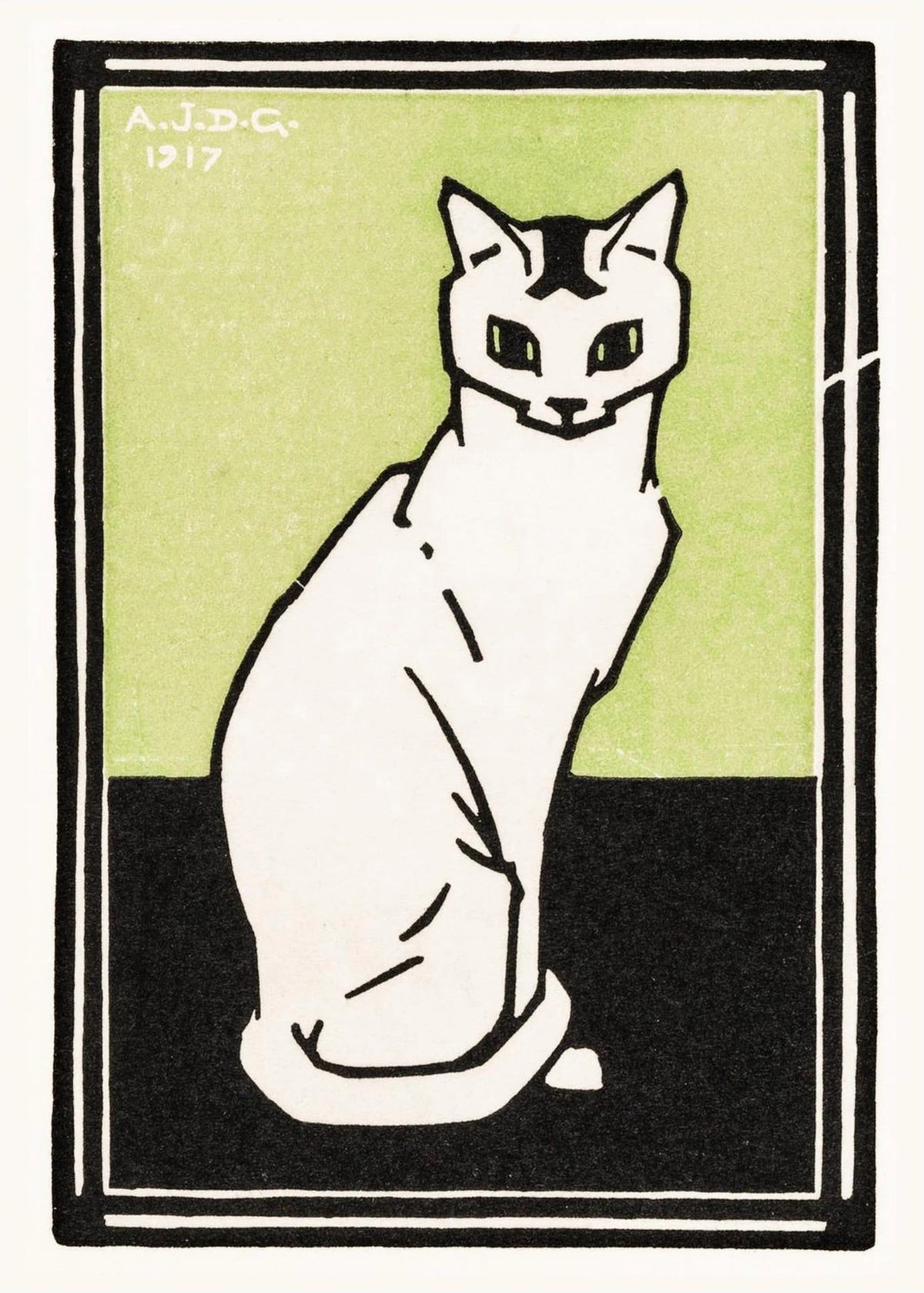 Chat Blanc - Julie de Graag - Affiche Illustration Animaux, l'affiche seule, papier épais mat éco-responsable
