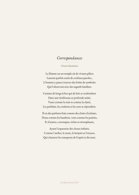 Correspondances, Charles Baudelaire | Affiche Poétique Premium | Heure d'Été Studio