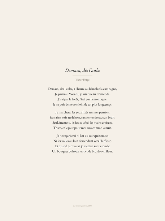 Demain, dès l'aube — Victor Hugo | Affiche poétique Heure d'Été