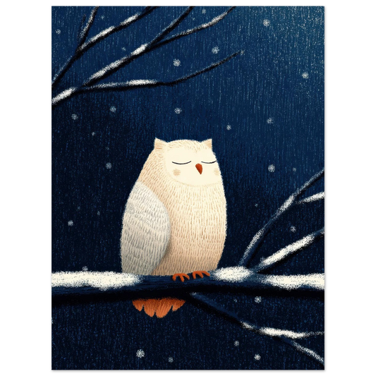 Affiche enfant - Chouette chouette sous la neige - Heure d'été