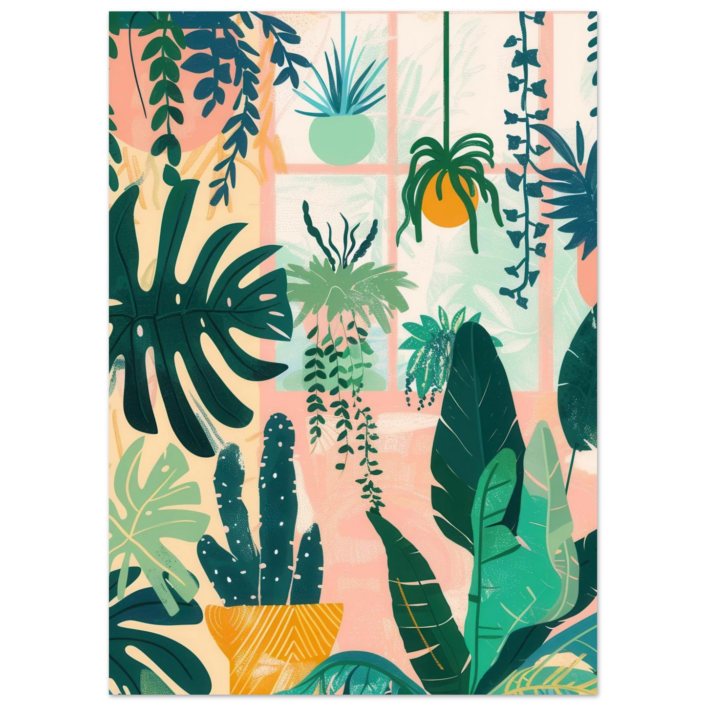 Une affiche originale et végétale pour ceux qui aiment la nature…
Palette pastel, formes stylisées, ambiance calme et vivante. Idéale pour apporter de la couleur et du vert sans se prendre la tête.