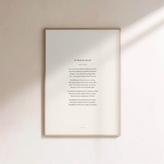 Le Dormeur du val, Arthur Rimbaud | Affiche Poétique Premium en situation