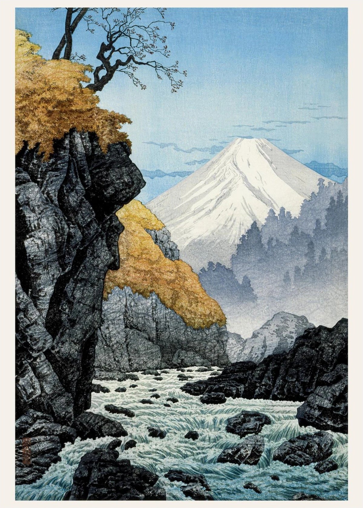 Mont Ashitaka - Hiroaki Takahashi - Estampe Japonaise, l'affiche seule, papier épais mat éco-responsable, format 50x70 cm