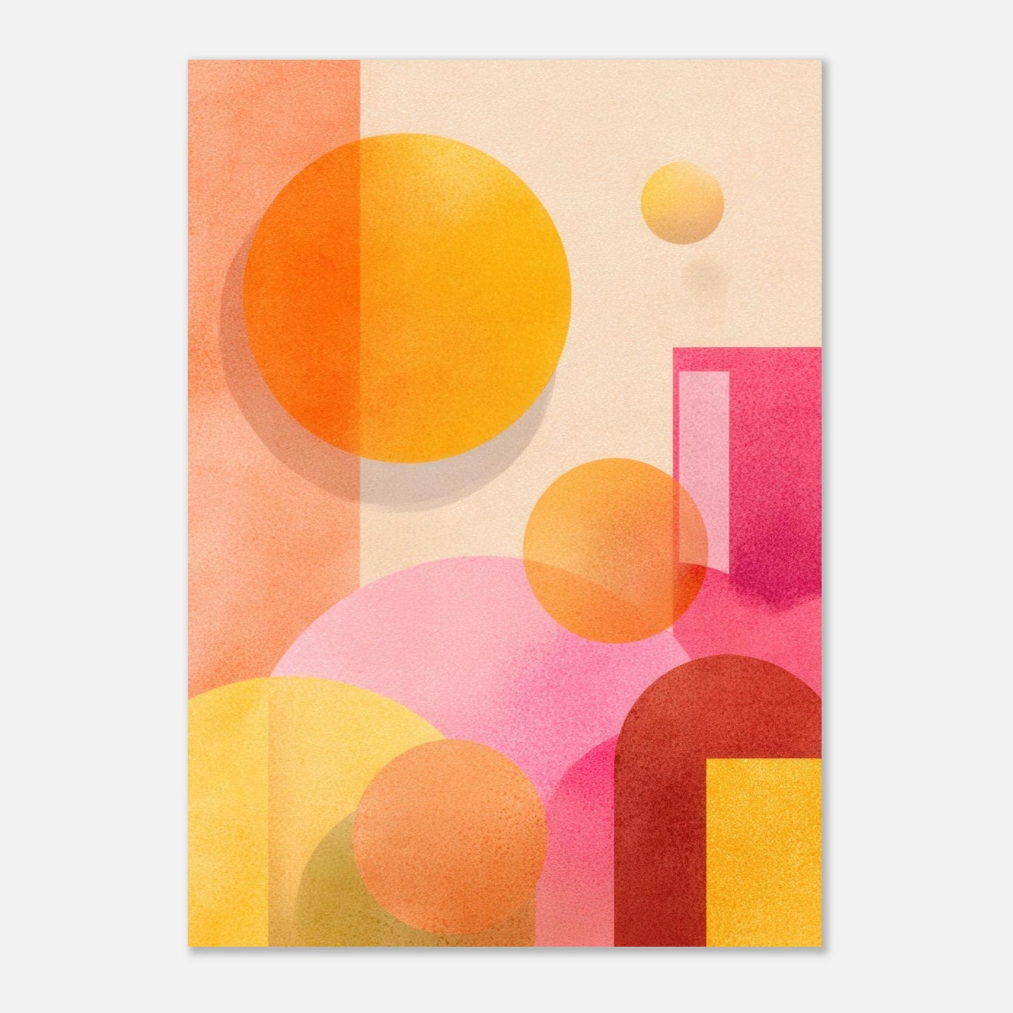 Affiche abstraite, tons roses et jaunes