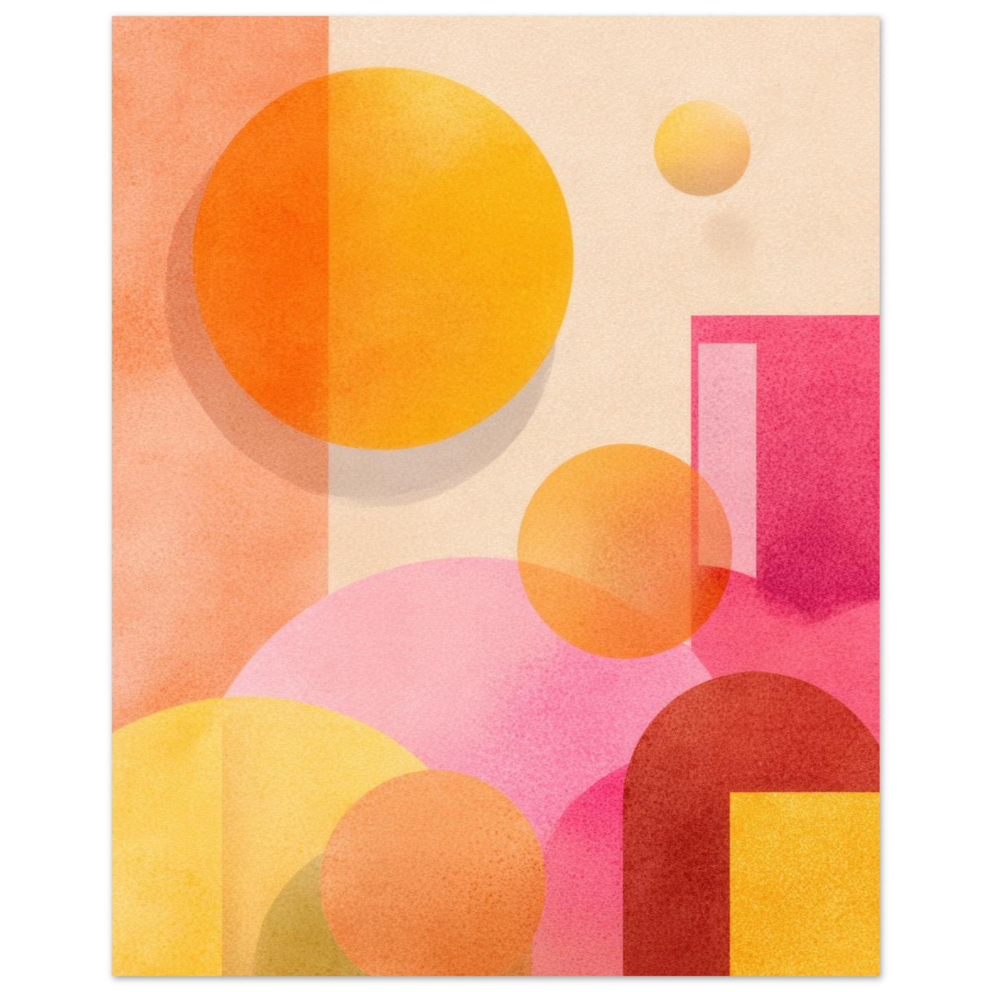 Affiche haut de gamme desgin, art abstrait jaune et rose, déco vitaminée