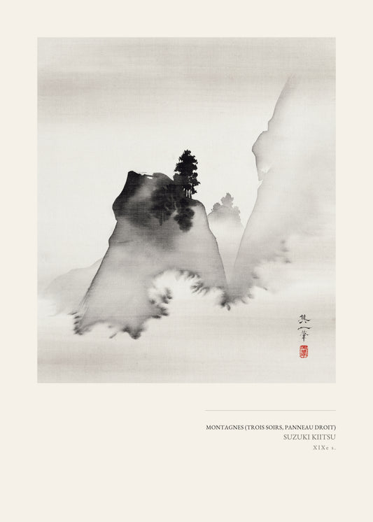 Montagnes, Trois Soirées - Suzuki Kiitsu - Peinture Japonaise