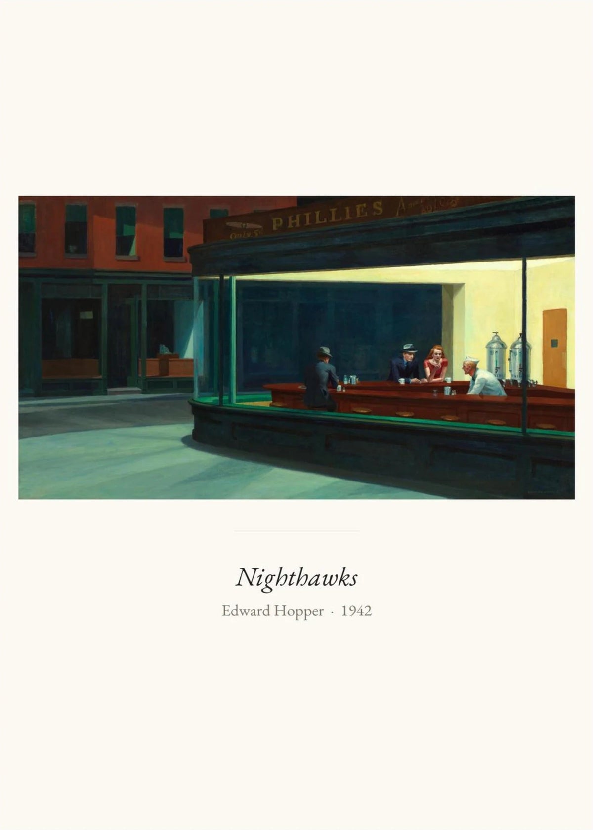 Nighthawks, Edward Hopper | Affiche Art Premium, l'affiche seule, papier épais mat éco-responsable