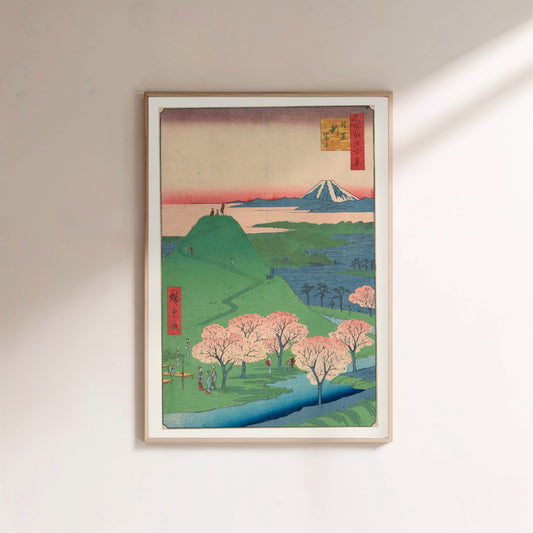 Nouveau Fuji, Meguro - Cent Vues Célèbres d'Edo - Estampe Japonaise en situation