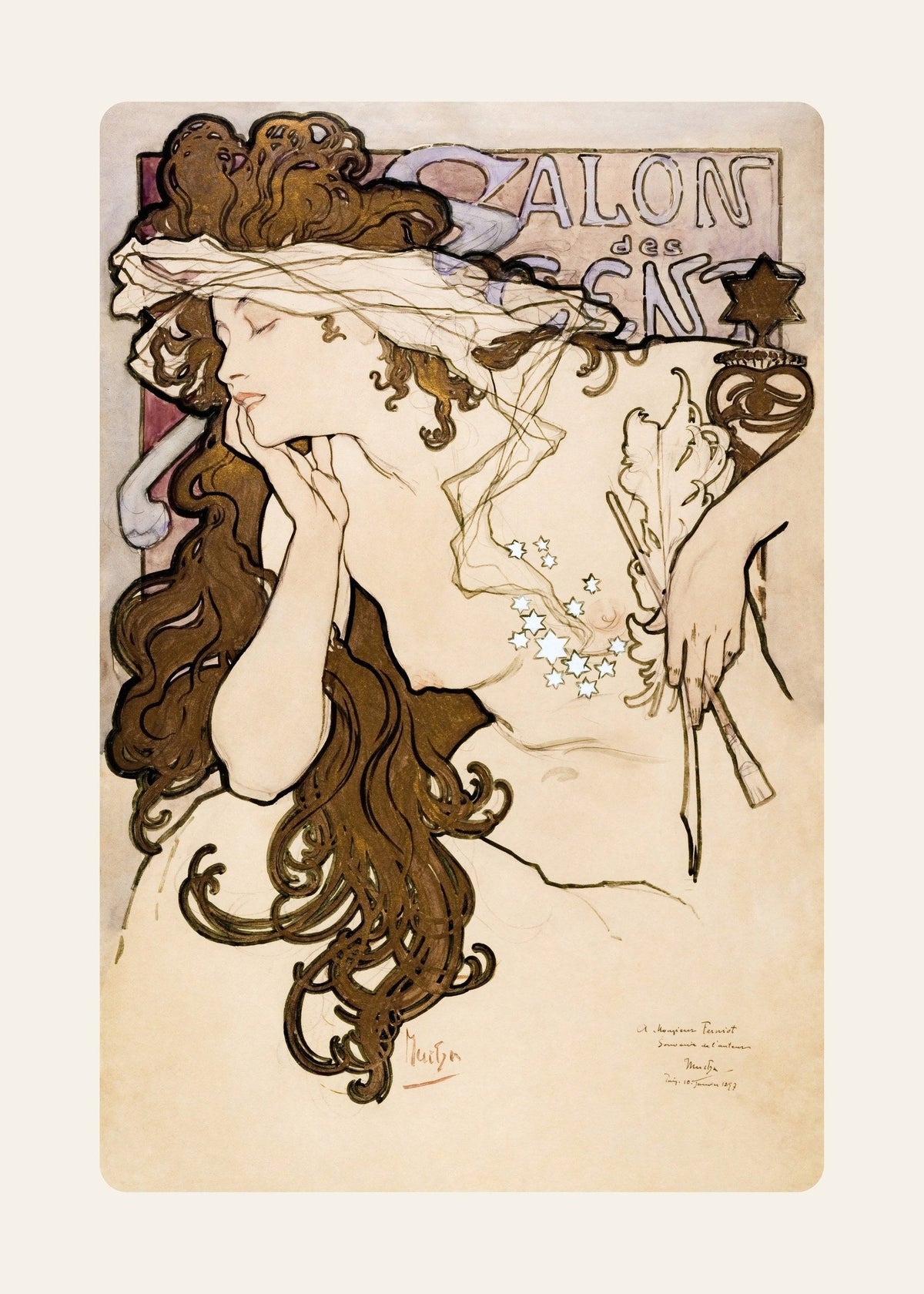 Étude pour le Salon des Cent, Alphonse Mucha, l'œuvre seule, papier épais mat éco-responsable