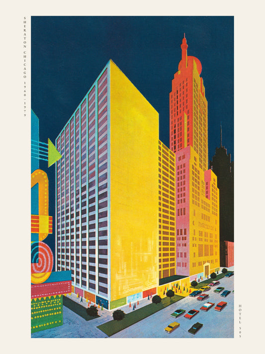 Sheraton Chicago Hotel 505 - Affiche Vintage Pop Art Americana